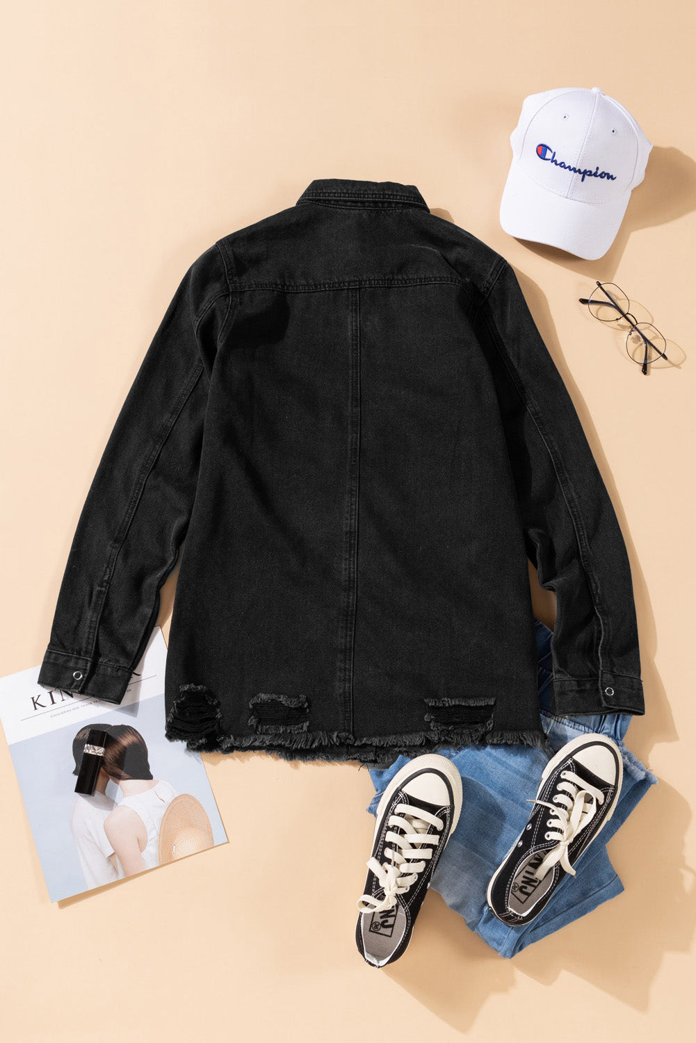 Black Ripped Denim Jacket