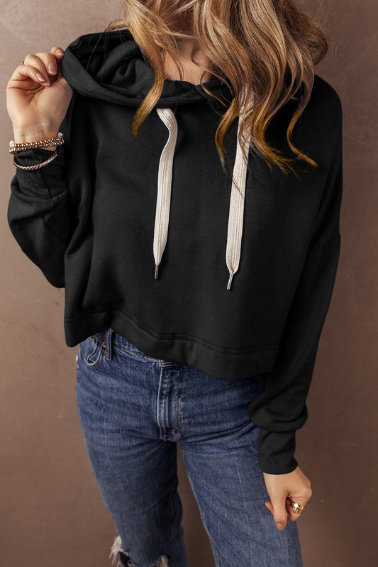 Solid Drop Cropped Hoodie