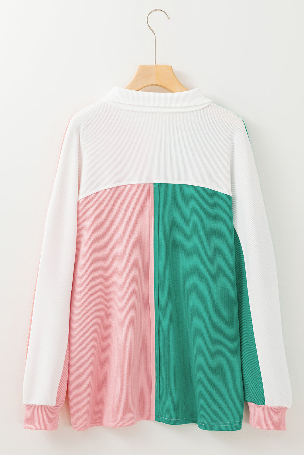 Pink Ribbed Oversized Sweatshirt