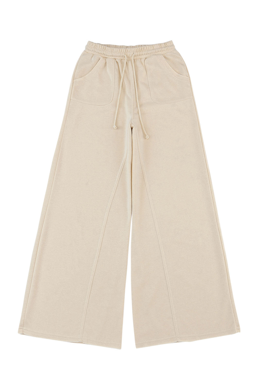 Apricot Mineral Washed  Drawstring Retro Wide Leg Pants