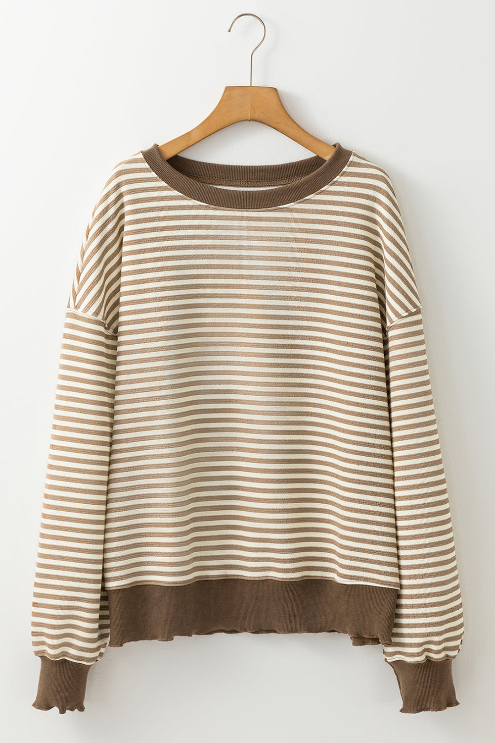 Brown Stripe Loose Drop Top