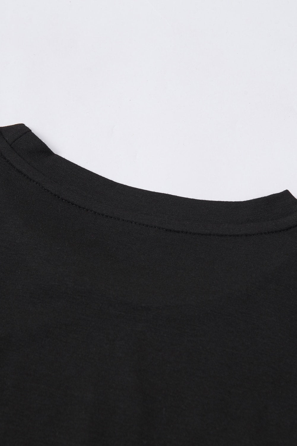 Black Solid Color Crew Neck Tee