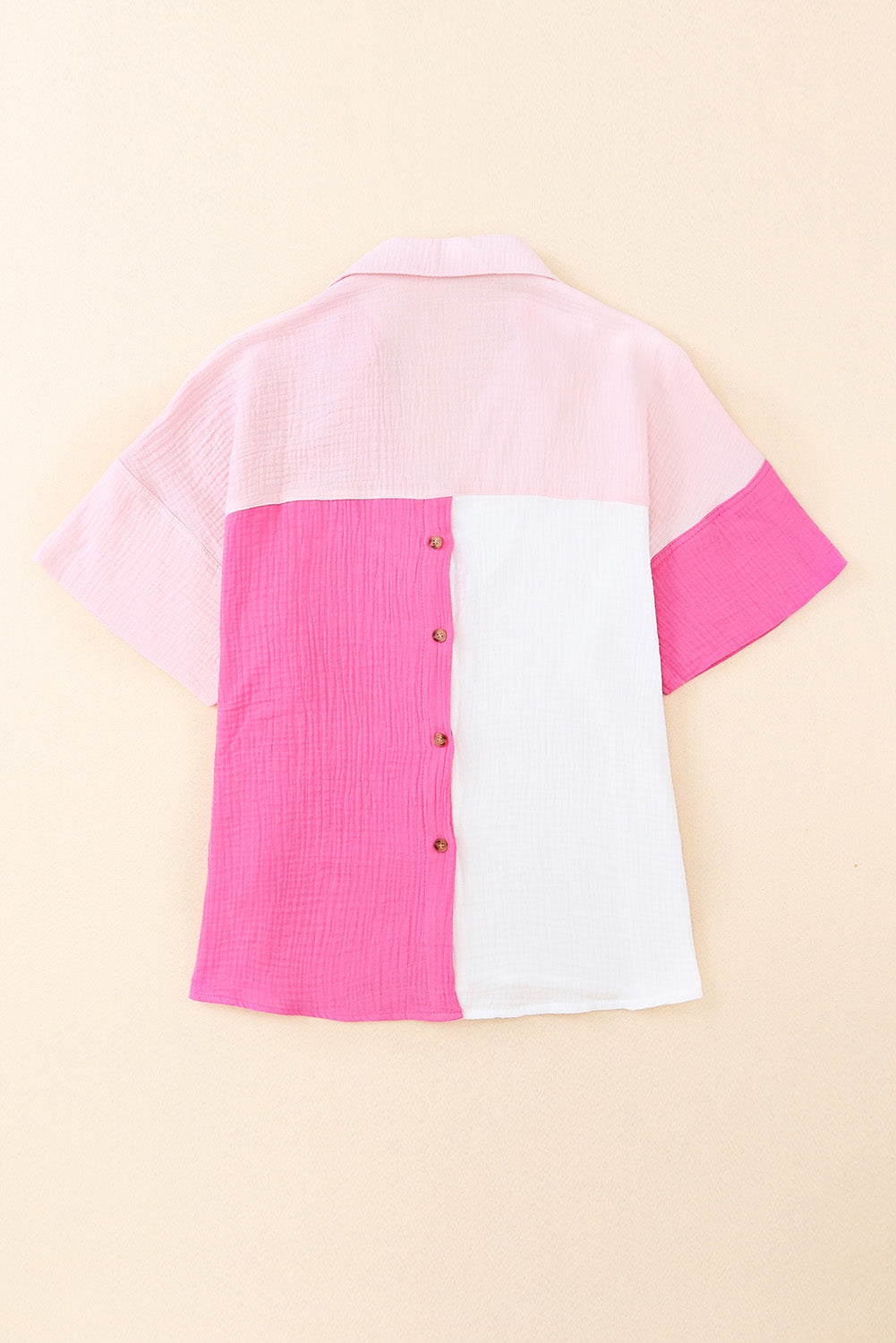 Rose Collared Neck Color Block Polo Shirt