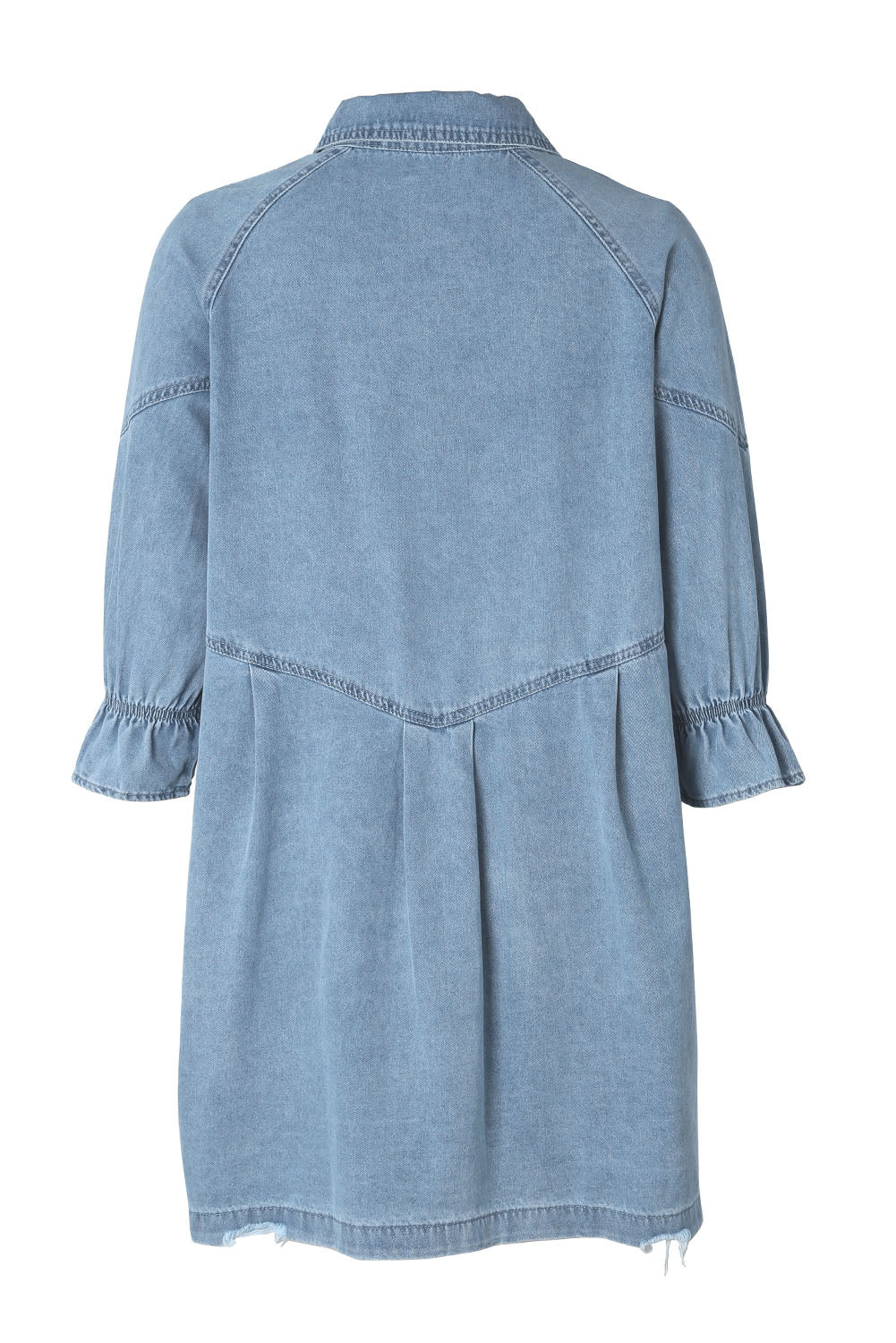 Sky Blue Buttoned Long Sleeve Denim Mini Dress