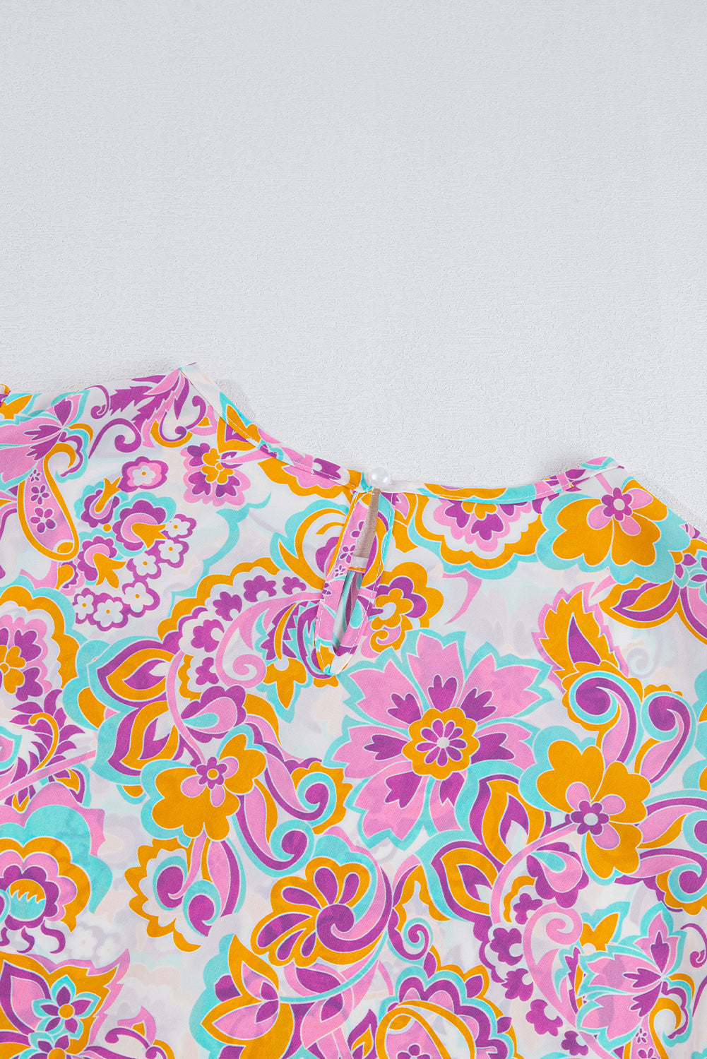 Purple Boho Paisley Printed Peasant Sleeve Blouse