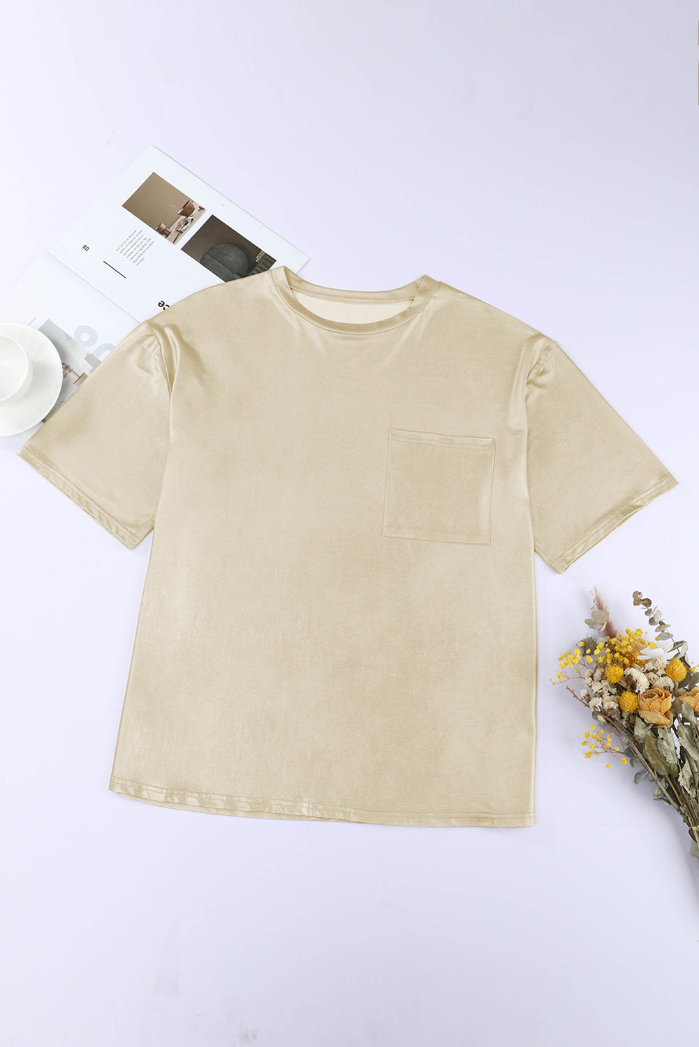 Apricot Chest Pocket Loose Fit T Shirt