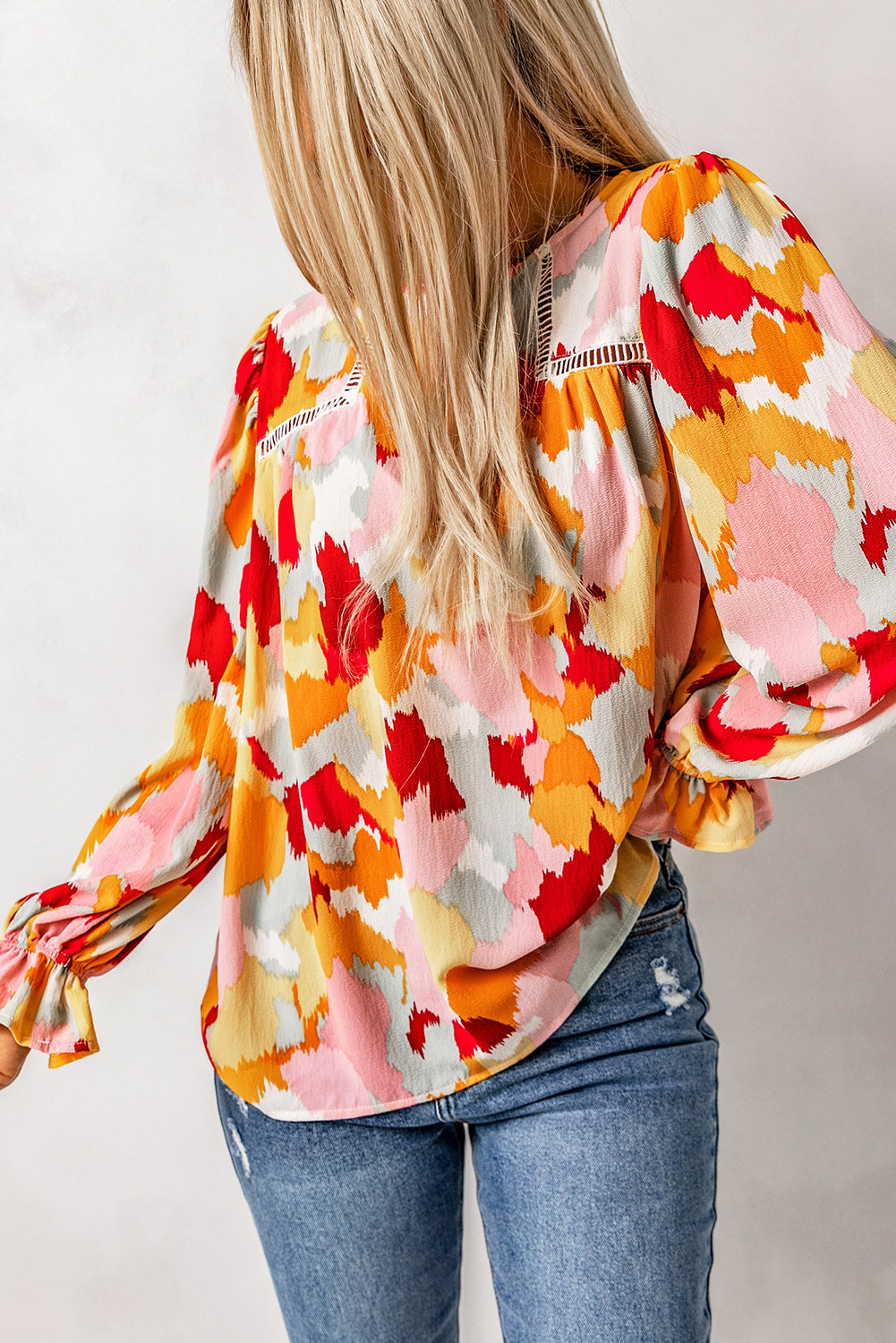 Multicolor Abstract Printed Long Sleeve Blouse