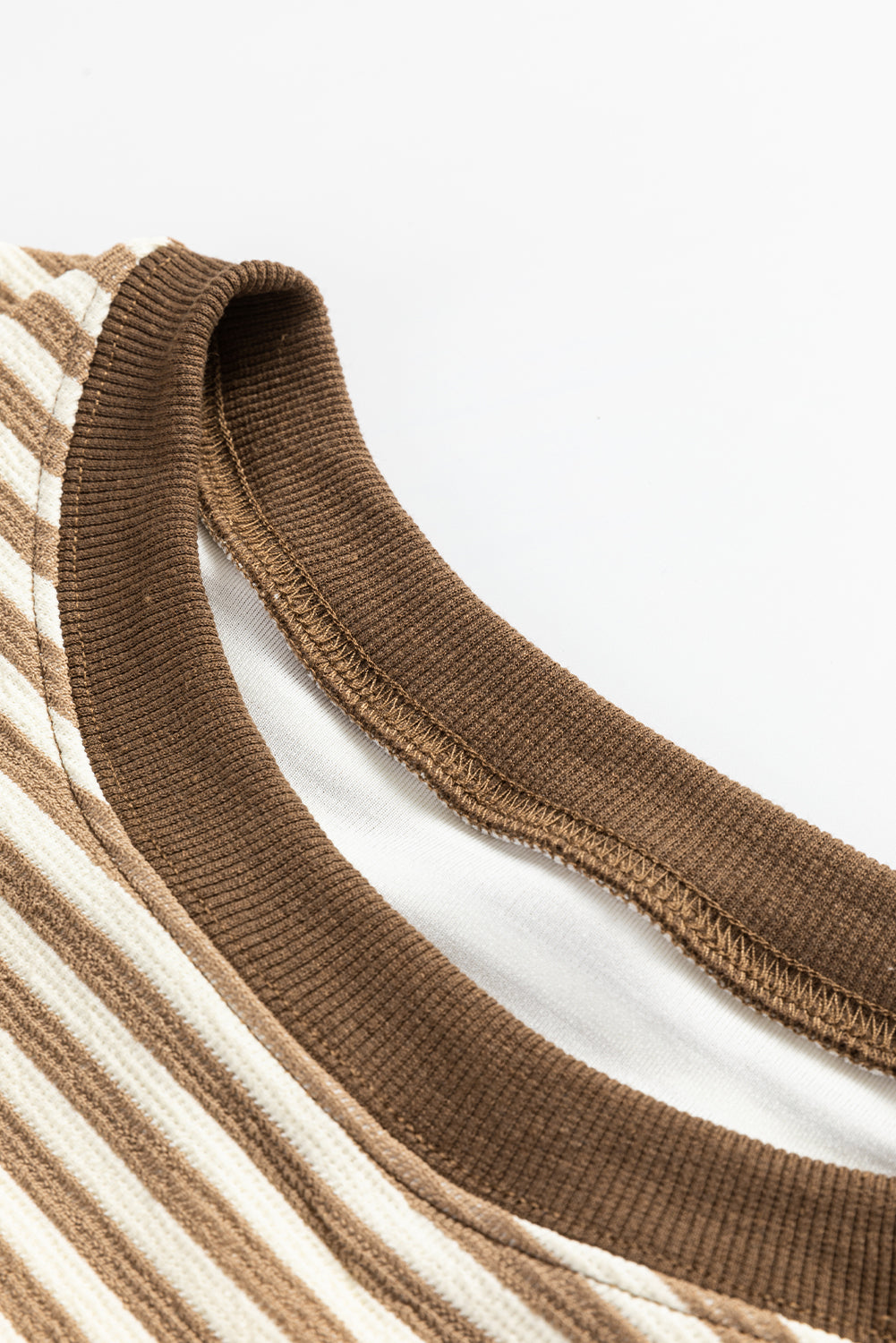 Brown Stripe Loose Drop Top