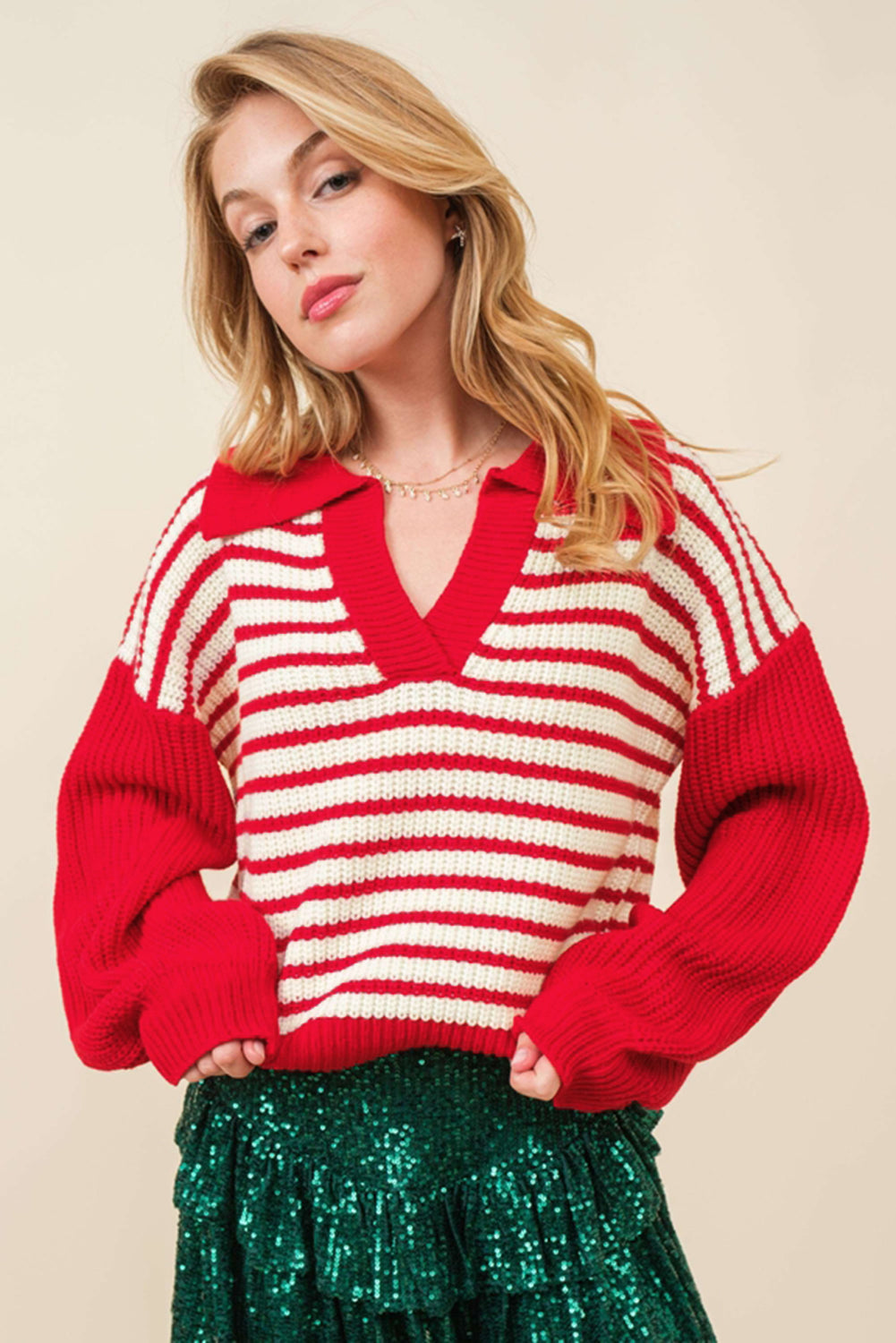 Red Lantern Sleeve Sweater